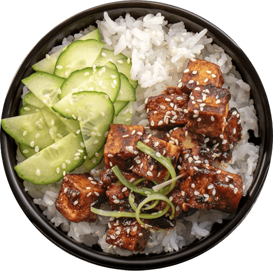 Spicy Gochujang Tofu with Jasmine Rice & Cucumber